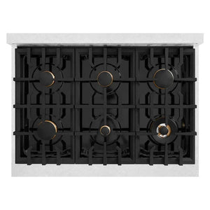 ZLINE 36' Select Dual Fuel Range Gas Cooktop Electric Convection Oven DuraSnow® Stainless Steel Brass Burners HDRS-BR-36 - lifestyle photo