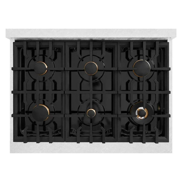 ZLINE 36' Select Dual Fuel Range Gas Cooktop Electric Convection Oven DuraSnow® Stainless Steel Brass Burners HDRS-BR-36 - lifestyle photo