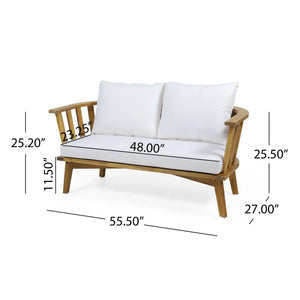 Patio Furniture Set, Outdoor Acacia Wood Patio Club Chair With Table - detail view
