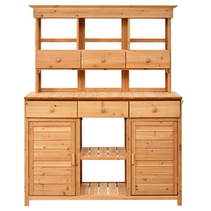 TOPMAX 65.7'' Tall Garden Potting Bench Table with Hutch - alternate view