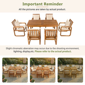 7 Pieces Patio Dining Set Outdoor Dining Table and Chairs - alternate view