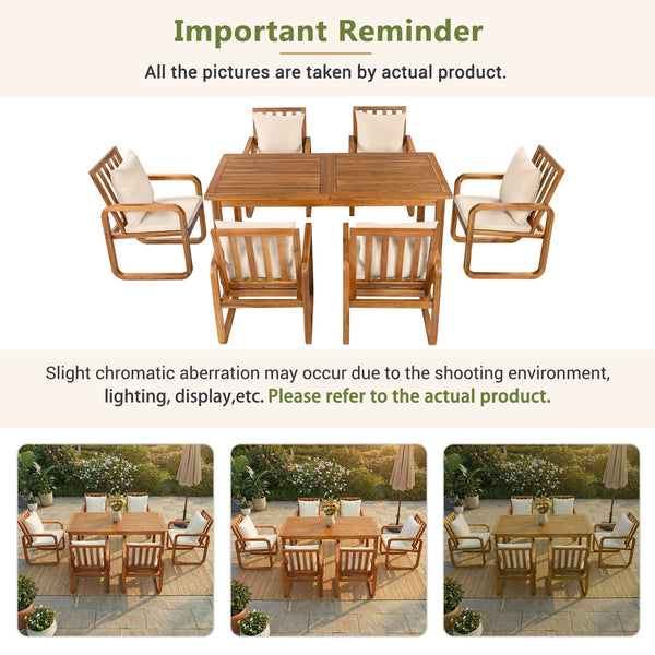 7 Pieces Patio Dining Set Outdoor Dining Table and Chairs - alternate view