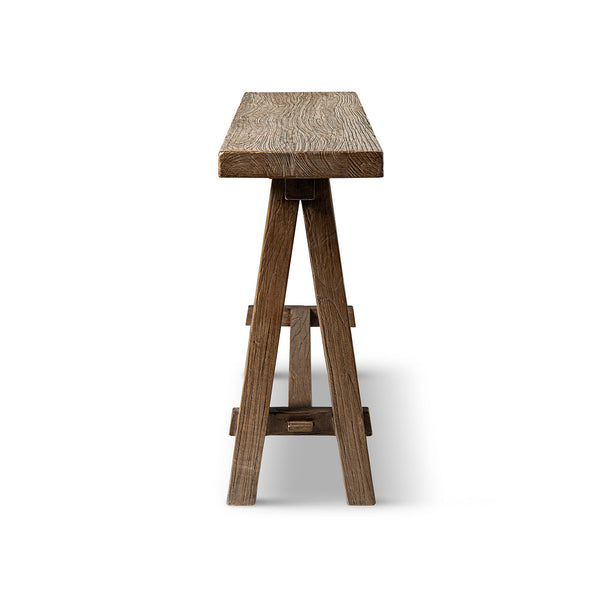 Hawthorne 60'' Solid Reclaimed Elm Trestle Console Table, Heritage Medium-Dark Brown - alternate view
