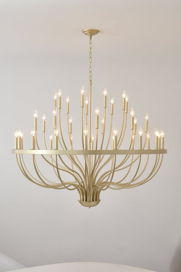 36-Light Gold Industrial Iron Candle Chandelier - view 15