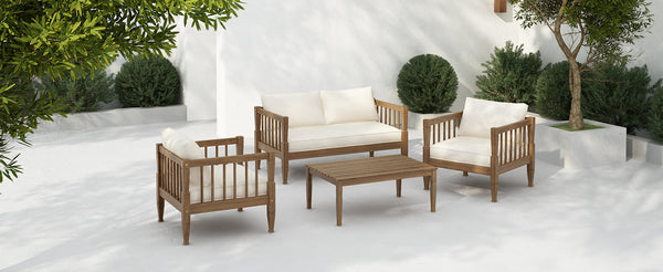 4-Piece Patio Furniture Set with Coffee Table and Cushions - detail view