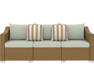Rattan Wicker Seater Patio Couch with Cushions and Throw Pillows - front view