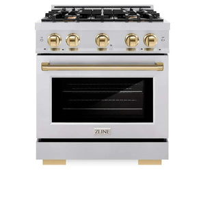 ZLINE 30' Select Gas Range Convection Gas Oven Stainless Steel Gold HGRZ-30-G - close-up