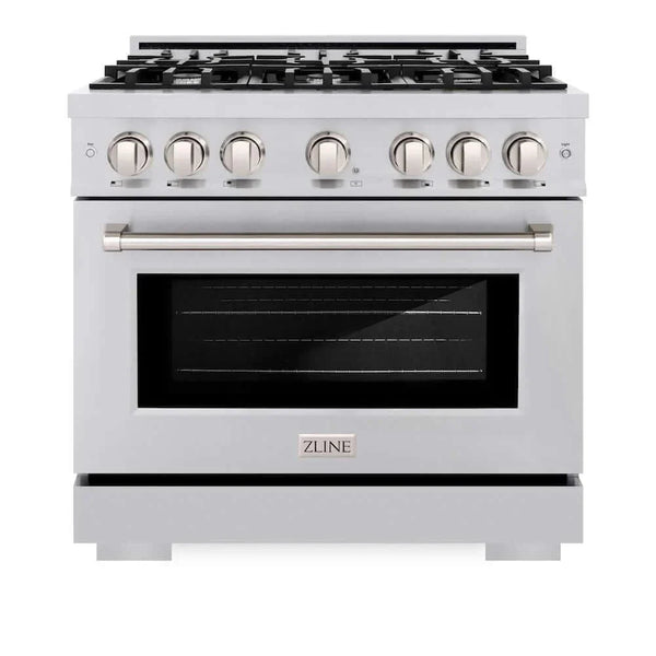 ZLINE 36' Select Dual Fuel Range Gas Cooktop Electric Convection Oven Stainless Steel HDR36 - close-up