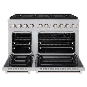 ZLINE 48'Gas Range, Convection Gas Oven , DuraSnow® Brass Burners, SGRS-BR-48 - close-up