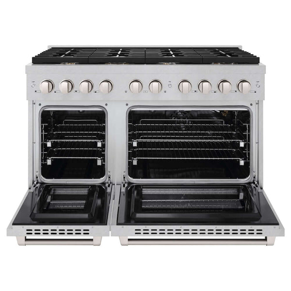 ZLINE 48'Gas Range, Convection Gas Oven , DuraSnow® Brass Burners, SGRS-BR-48 - close-up