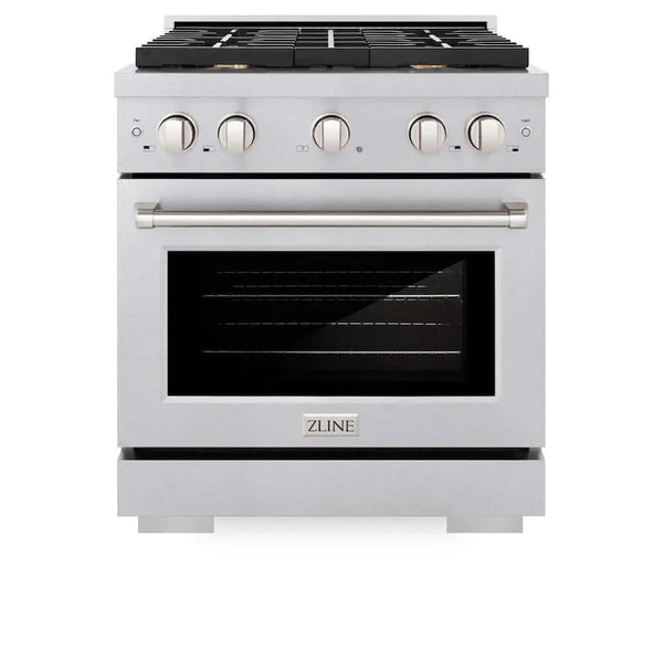 ZLINE 30'Gas Range, Convection Gas Oven , DuraSnow® Brass Burners, SGRS-BR-30 - close-up