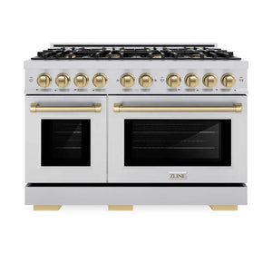 ZLINE 48' Select Gas Range Convection Gas Oven Stainless Steel Champagne Bronze HGRZ-48-CB - close-up