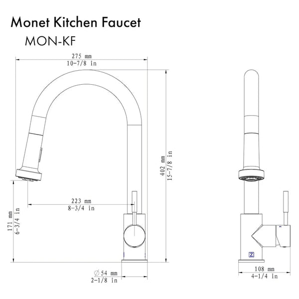 ZLINE Monet Kitchen Faucet, MON-KF-CB - close-up
