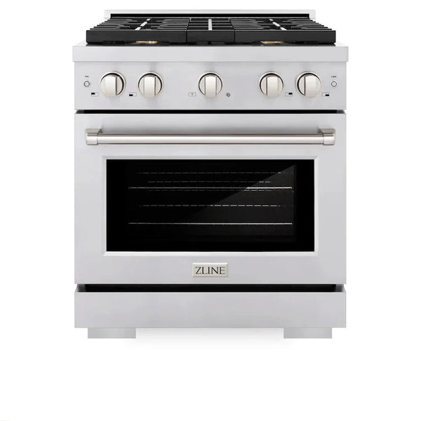 ZLINE 30'Paramount Dual Fuel Range Stainless Steel, Brass Burner, SDR-BR-30 - close-up