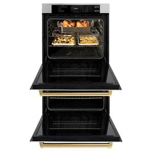 ZLINE 30'Professional True Convection Double Wall Oven, Air Fry, Self Clean, Stainless Steel, Gold WADZ-30-G - close-up