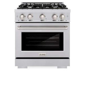 ZLINE 30' Select Dual Fuel Range Gas Cooktop Electric Convection Oven Stainless Steel HDR30 - close-up