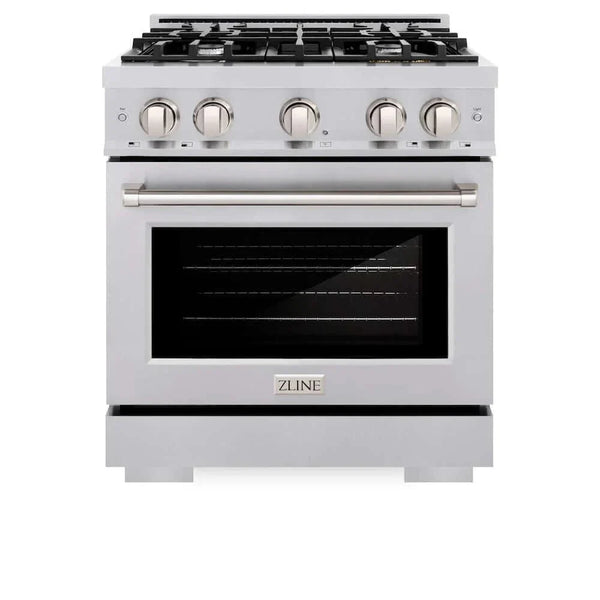 ZLINE 30' Select Dual Fuel Range Gas Cooktop Electric Convection Oven Stainless Steel HDR30 - close-up
