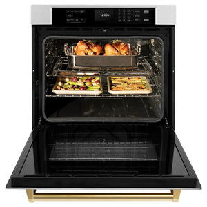 ZLINE 30'Professional True Convection Single Wall Oven, Air Fry, Self Clean, DuraSnow® Gold WASSZ-30-G - close-up