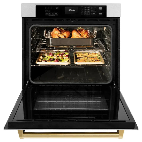 ZLINE 30'Professional True Convection Single Wall Oven, Air Fry, Self Clean, DuraSnow® Gold WASSZ-30-G - close-up