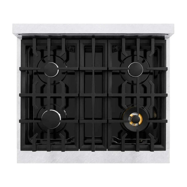 ZLINE 30' Select Dual Fuel Range Gas Cooktop Electric Convection Oven DuraSnow® Stainless Steel HDRS-30 - close-up