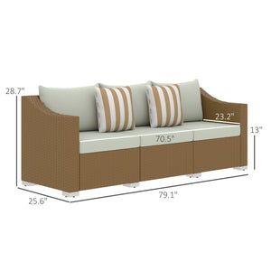 Rattan Wicker Seater Patio Couch with Cushions and Throw Pillows - side view