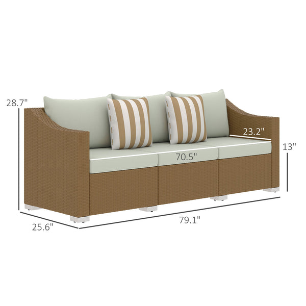 Rattan Wicker Seater Patio Couch with Cushions and Throw Pillows - side view