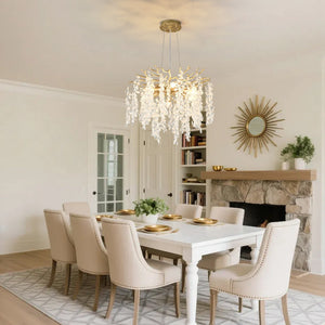 6-Light Chandelier Crystal Ceiling Lamp in Gold - detail view