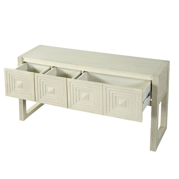 Geometric Carved Console Table with 3 Soft-Close Drawers - view 12