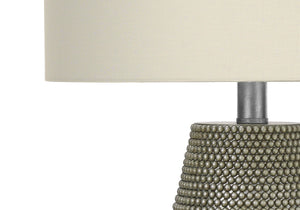Lighting, 24'h, Table Lamp, Grey Resin, Ivory / Cream Shade, Contemporary - detail view