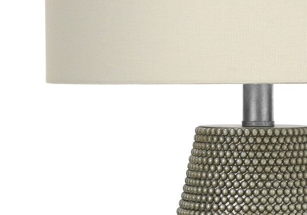 Lighting, 24'h, Table Lamp, Grey Resin, Ivory / Cream Shade, Contemporary - detail view