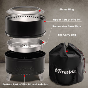 Pluto R19-PG Smokeless Outdoor Fire Pit -  Painted Black - in use