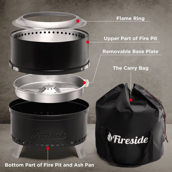 Pluto R19-PG Smokeless Outdoor Fire Pit -  Painted Black - in use