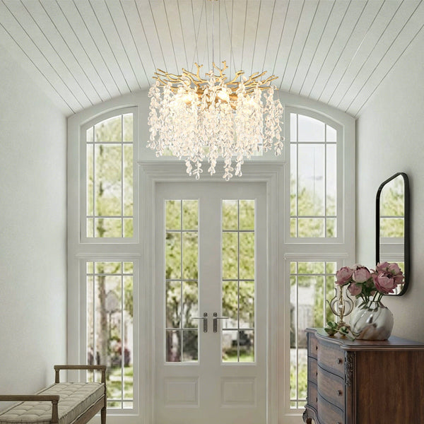 6-Light Chandelier Crystal Ceiling Lamp in Gold - dimensions