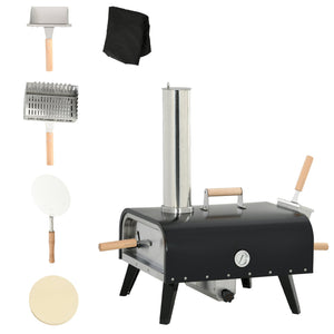 Outsunny Outdoor Pizza Oven with 12' Rotating Stone and Foldable Legs