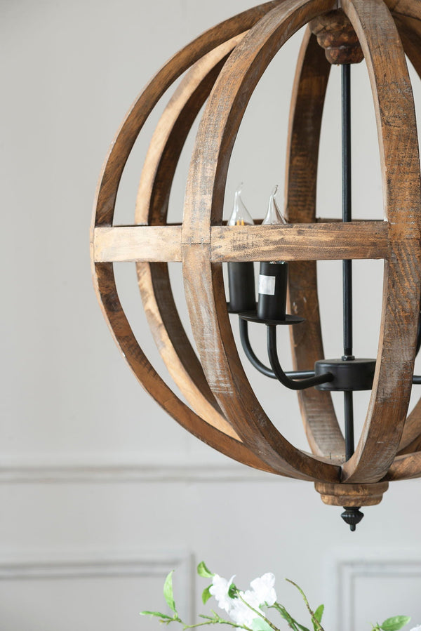 4 Light Wood Chandelier with Adjustable Chain - lifestyle photo