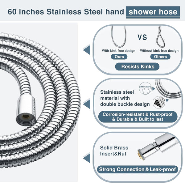 Dual Shower Head-Rain Shower Head with Handheld Shower Set, Diverter - alternate view