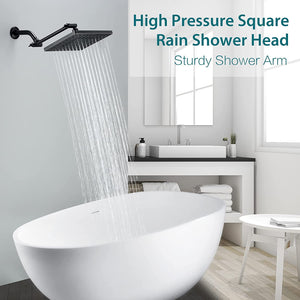 Bright Showers 8-Inch Square Rain Shower Head with 10-Inch Adjustable Extension Arm