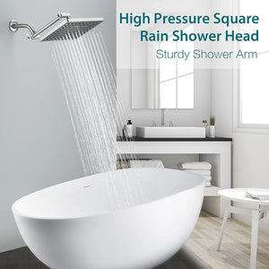 Bright Showers 8-Inch Square Rain Shower Head with 10-Inch Adjustable Extension Arm