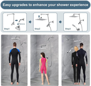 Dual Shower Head Combo with Extension Arm, 8 Inch Rainfall Shower Head with Handheld Shower head