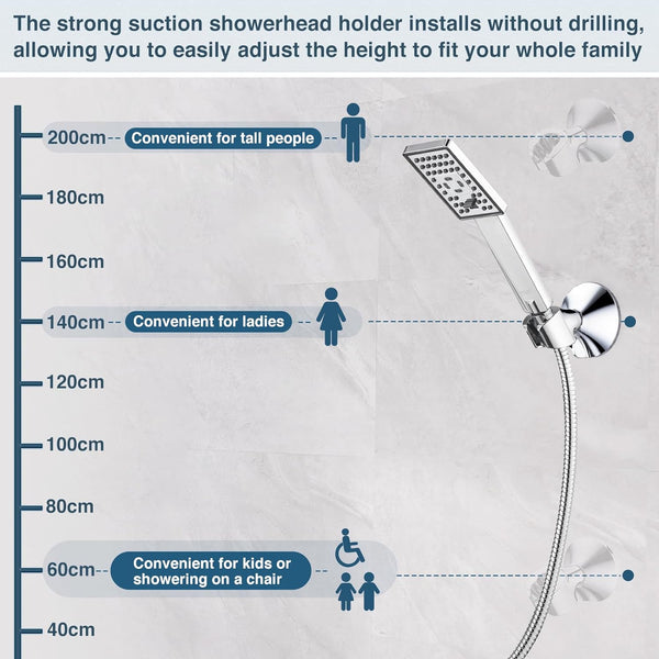 Dual Shower Head-Rain Shower Head with Handheld Shower Set, Diverter - detail view