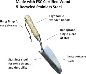 Classic Garden Tool Set - Includes Hand Trowel Transplanter Cultivator - side view