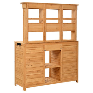 TOPMAX 65.7'' Tall Garden Potting Bench Table with Hutch - product view