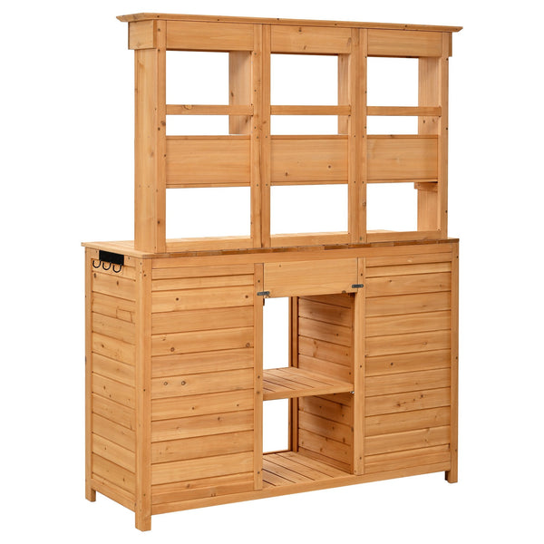 TOPMAX 65.7'' Tall Garden Potting Bench Table with Hutch - product view