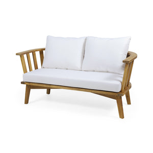 4-Pieces Acacia Wood Patio Furniture Set with Cushions