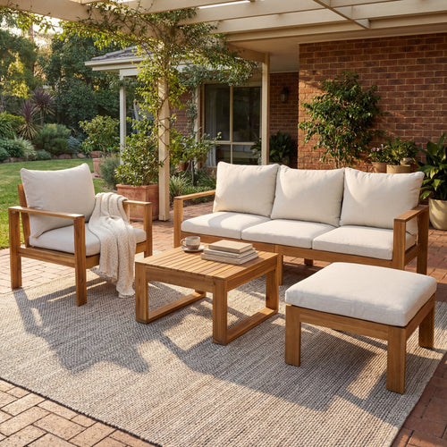 Outdoor 4pcs Acacia Sectional Patio Sofa Set - front view