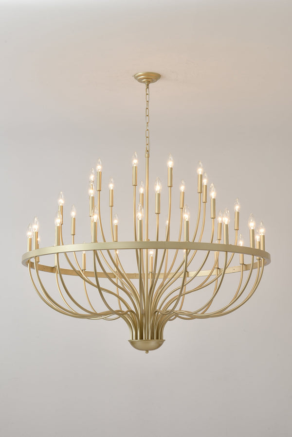 36-Light Gold Industrial Iron Candle Chandelier - view 17