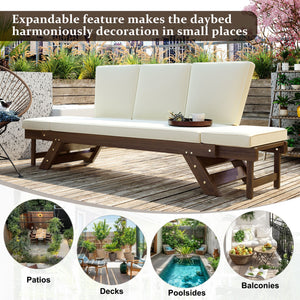 TOPMAX Outdoor Adjustable Patio Wooden Daybed Sofa Chaise Lounge - lifestyle photo