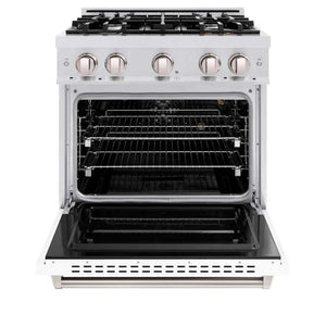 ZLINE 30'Classic Gas Range, Convection Gas Oven, DuraSnow® Stainless Steel, White Matte Door CGRS-WM-30 - dimensions