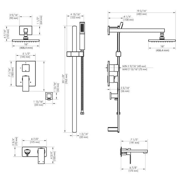 ZLINE Bliss Shower System Oversized Shower Head, BLS-SHS16-BN