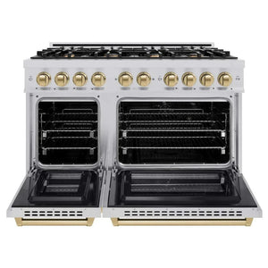 ZLINE 48' Select Gas Range Convection Gas Oven Stainless Steel Champagne Bronze HGRZ-48-CB - dimensions